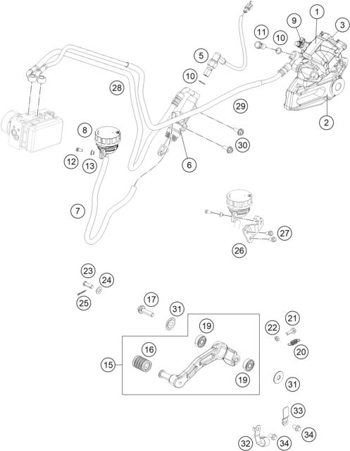 ETRIER DE FREIN ARRIERE POUR 250 DUKE BL. ABS B.D. 15 (EU)