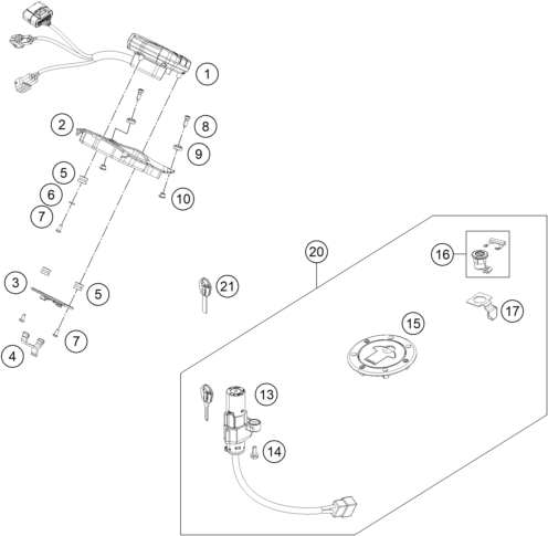 INSTRUMENTS SYSTEME DE VERROUILLAGE POUR 125 DUKE ORANGE ABS 2014 EU