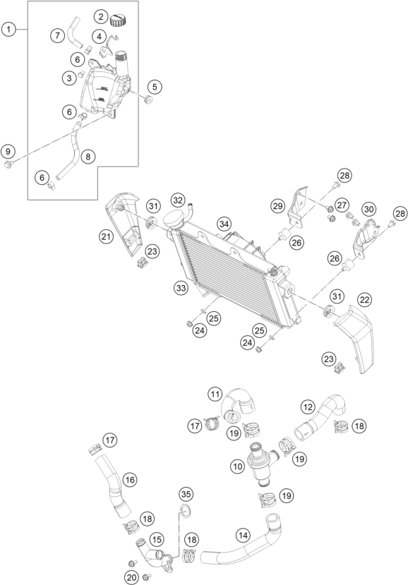 SYSTEME DE REFROIDISSEMENT POUR 390 DUKE BLACK ABS 2014 (EU)