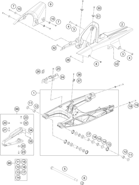 BRAS OSCILLANT POUR RC 200 BLACK W/O ABS - B.D. 2020 (EU)