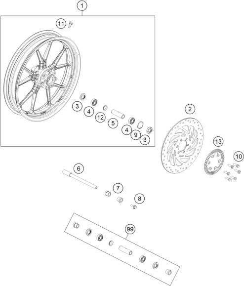 ROUE AVANT POUR RC 125 GREY 2020 (EU)