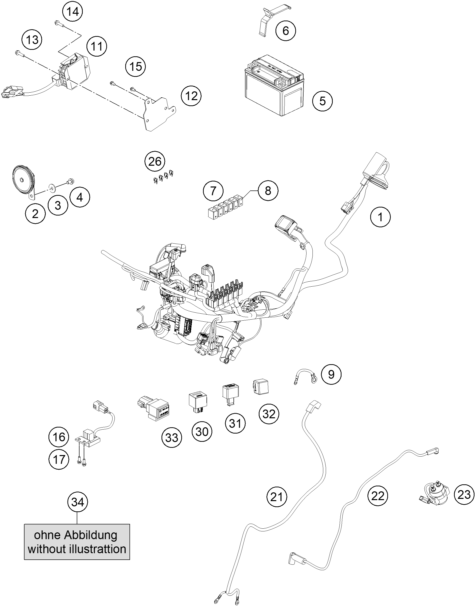 FAISCEAU DE CABLES POUR RC 125 WHITE  ABS 2016 EU