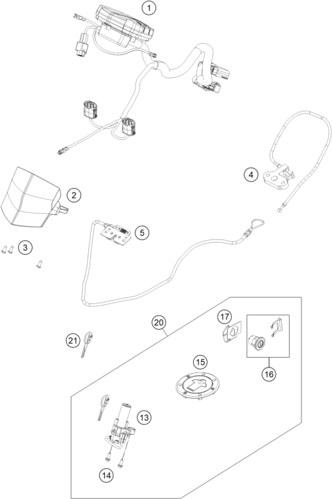 INSTRUMENTS  SYSTEME DE VERROUILLAGE POUR RC 125 WHITE  ABS 2016 EU