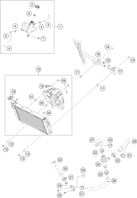 SYSTEME DE REFROIDISSEMENT POUR RC 125 BLACK / ABS 2014 (EU)