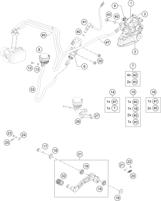 ETRIER DE FREIN ARRIERE POUR RC 250 WHITE ABS B.D. 15 (EU)