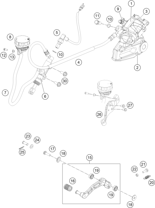 ETRIER DE FREIN ARRIERE POUR RC 200 BL. W/O ABS B.D. 15 (EU)