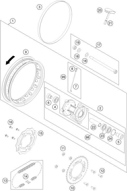 ROUE ARRIERE POUR 50 SX MINI 2022 EU