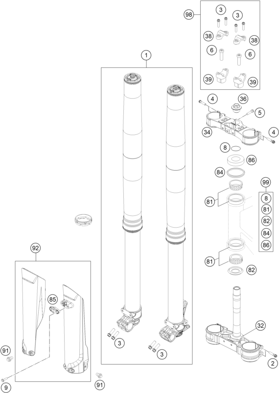 FOURCHE TELESCOPIQUE TE DE FOURCHE POUR 125 SX 2015 (EU)