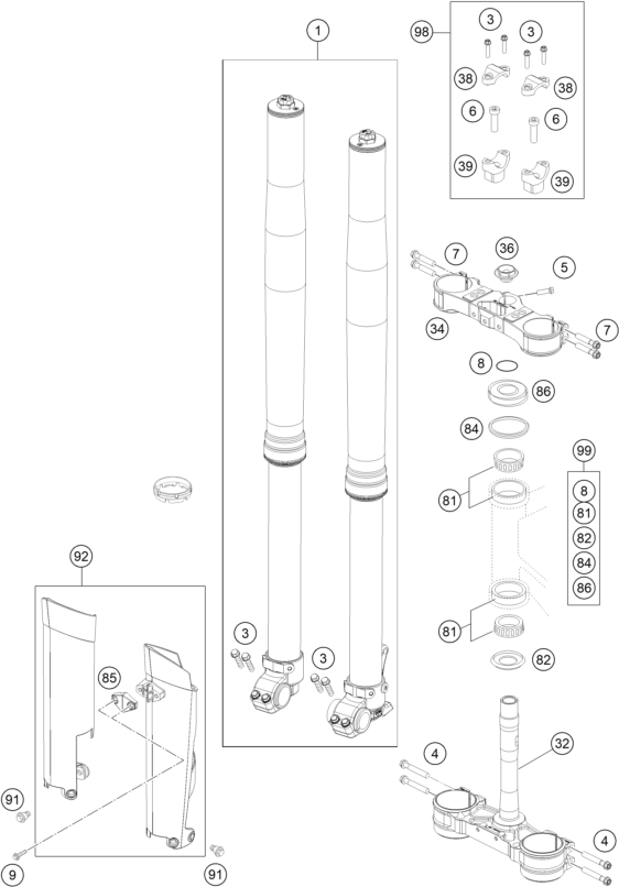 FOURCHE TELESCOPIQUE TE DE FOURCHE POUR 125 EXC FACTORY EDITION 2015 EU