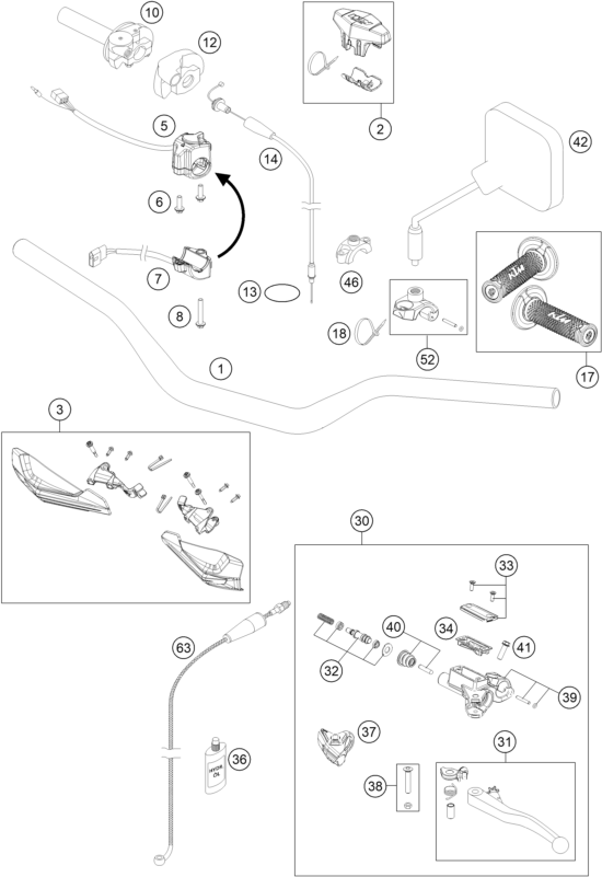 GUIDON ARMATURES POUR 125 EXC SIX DAYS 2015 EU