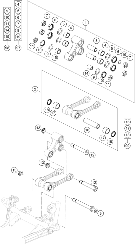 ARTICULATION DE LAMORTISSEUR PRO LEVER POUR 125 SX 2015 (EU)