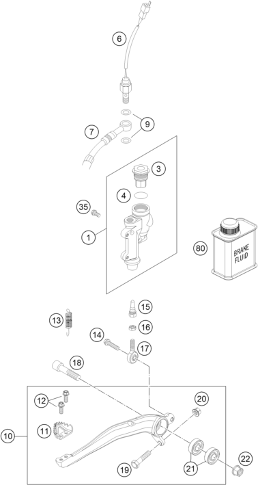 SYSTEME DE FREIN ARRIERE POUR 125 EXC FACTORY EDITION 2015 EU