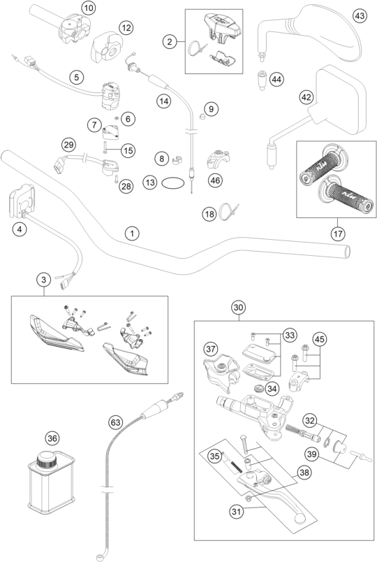 GUIDON ARMATURES POUR 250 EXC 2015 EU