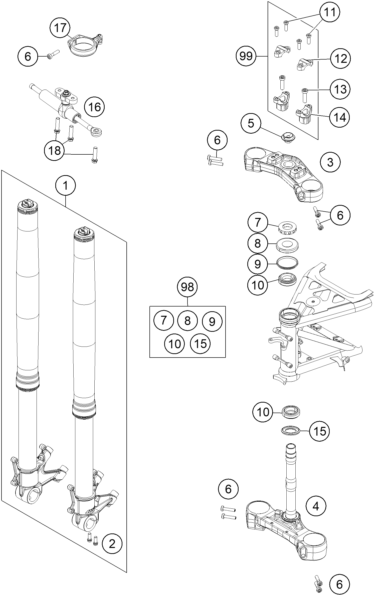 FOURCHE TELESCOPIQUE TE DE FOURCHE POUR 1290 SUPER ADVENTURE WH ABS 15 (EU)