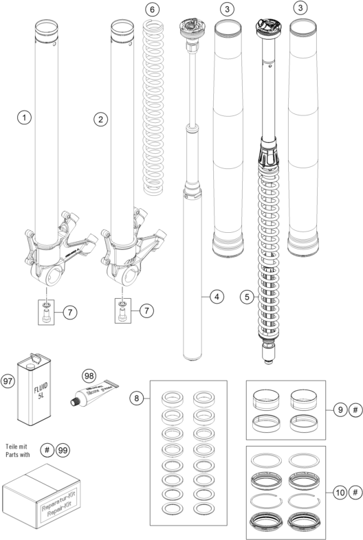 FOURCHE TELESCOPIQUE POUR 1290 SUPER ADVENTURE WH ABS 16 EU