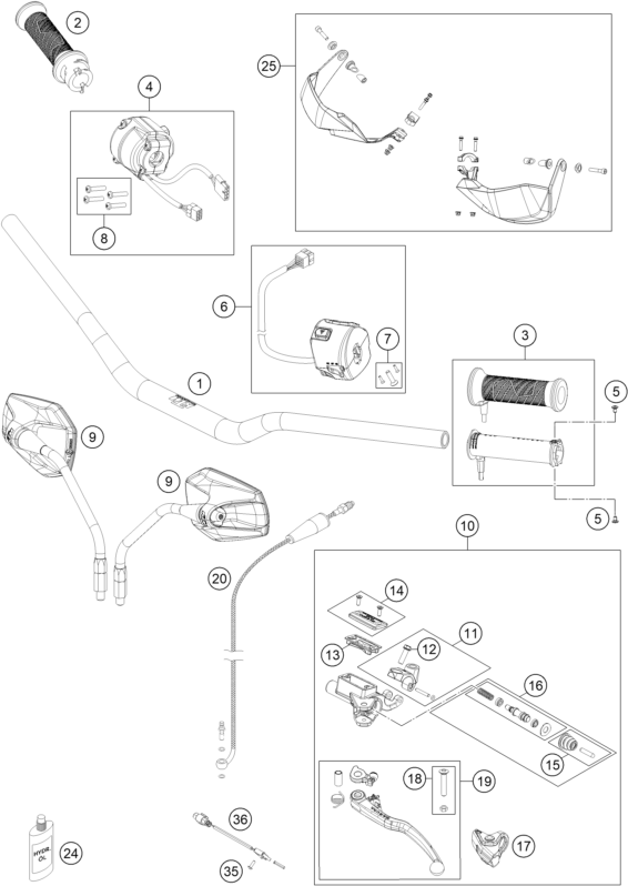 GUIDON ARMATURES POUR 1290 SUPER ADVENTURE WH ABS 15 EU