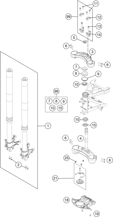 FOURCHE TELESCOPIQUE TE DE FOURCHE POUR 1050 ADVENTURE ABS 2015 (EU)