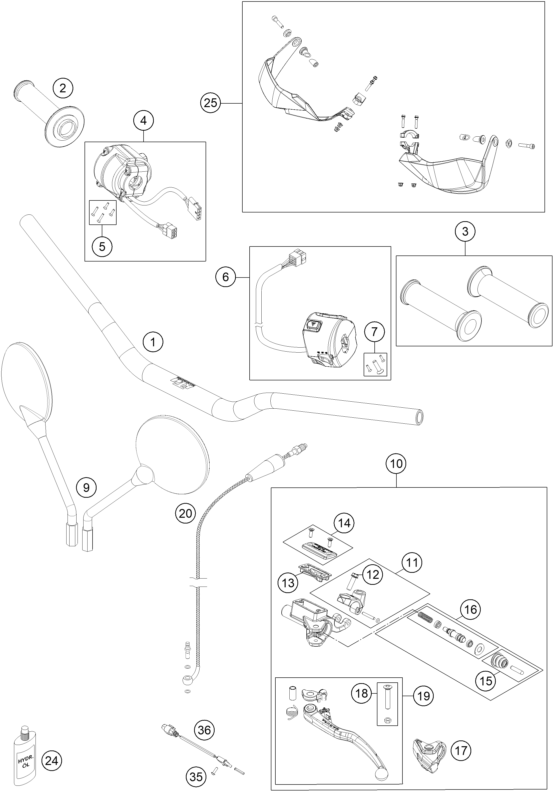 GUIDON ARMATURES POUR 1050 ADVENTURE ABS 2015 (EU)