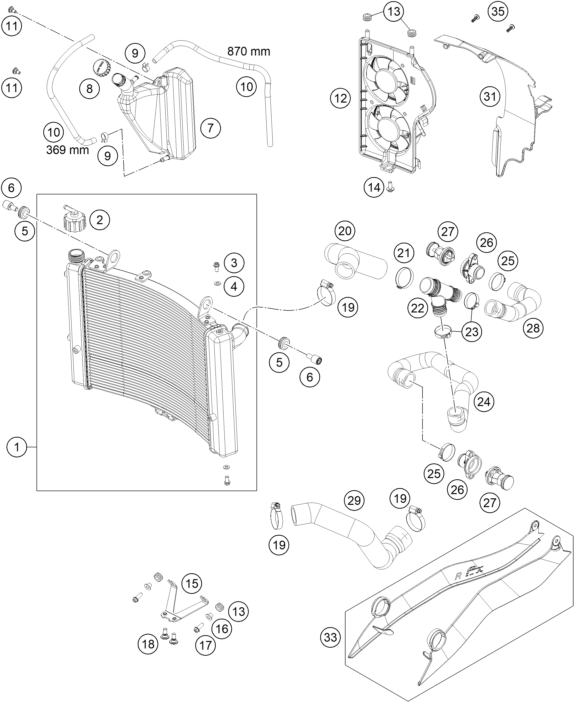 SYSTEME DE REFROIDISSEMENT POUR 1050 ADVENTURE ABS 2015 (EU)