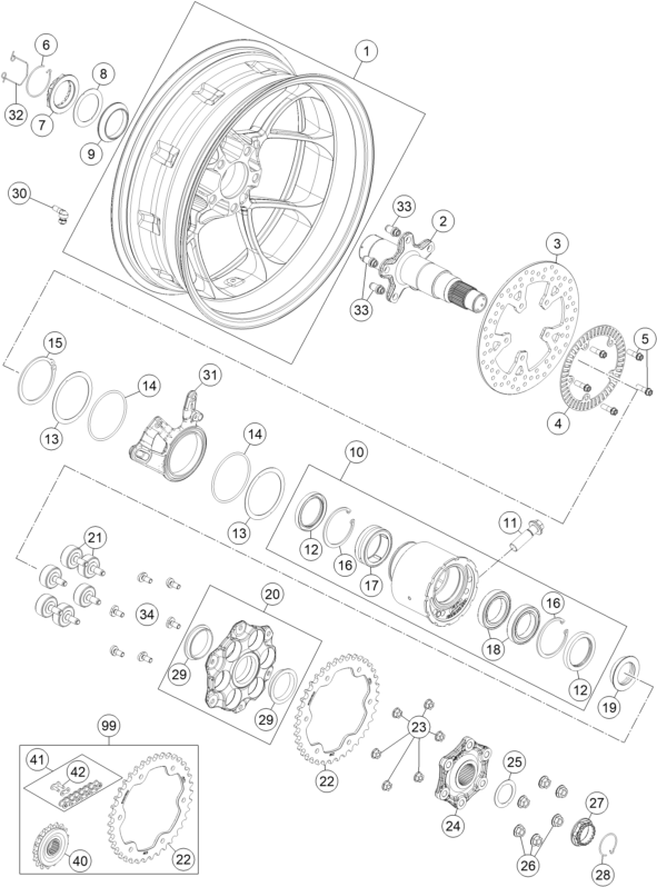 ROUE ARRIERE POUR 1290 SUPERDUKE R BLACK ABS 15 EU
