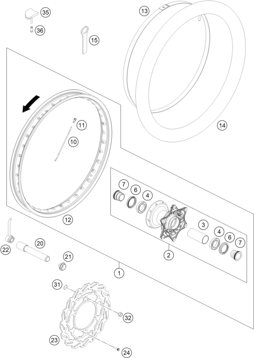 ROUE AVANT POUR 450 RALLY FACTORY REPLICA 2015 EU