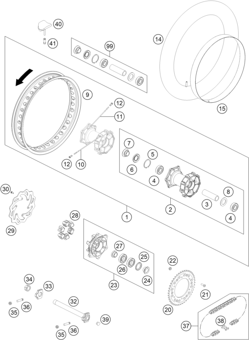 ROUE ARRIERE POUR 450 RALLY FACTORY REPLICA 2015 (EU)