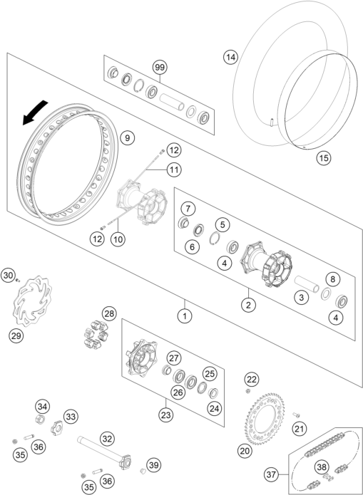 ROUE ARRIERE POUR 450 RALLY FACTORY REPLICA 2017 (EU)