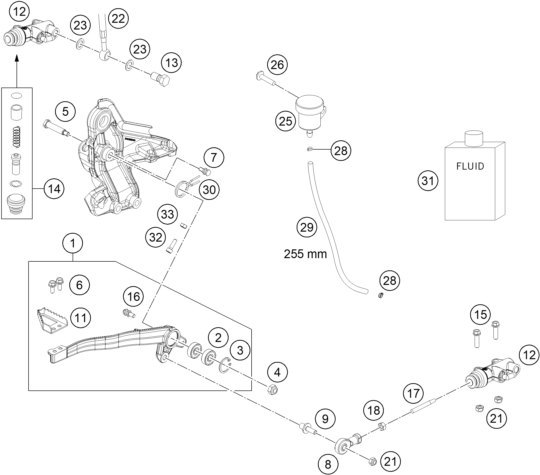 SYSTEME DE FREIN ARRIERE POUR 450 RALLY FACTORY REPLICA 2015 EU
