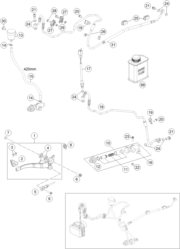 SYSTEME DE FREIN ARRIERE POUR 690 ENDURO R ABS 2015 (EU)