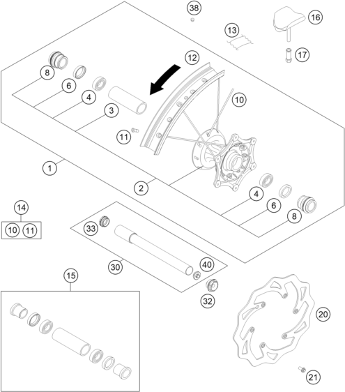 ROUE AVANT POUR 250 XC 2015 (EU/US)