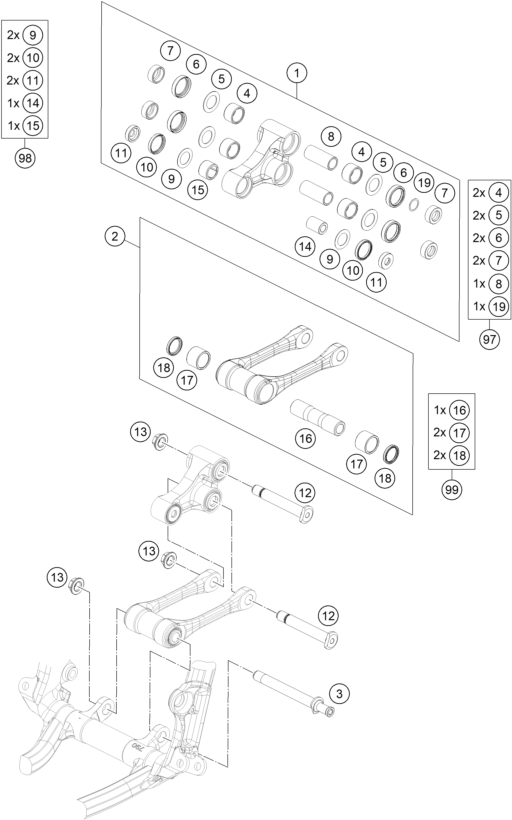 ARTICULATION DE LAMORTISSEUR PRO LEVER POUR 125 SX 2016 EU