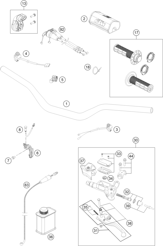 GUIDON ARMATURES POUR 350 SX-F 2016 (EU)