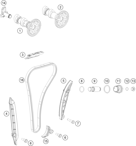 COMMANDE DE DISTRIBUTION POUR 250 SX F 2016 EU