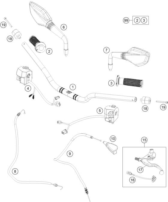 GUIDON ARMATURES POUR 250 DUKE BL. ABS B.D. 15 (EU)