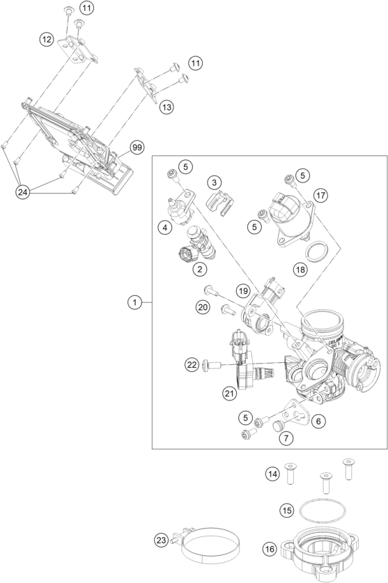 CORPS DU CLAPET DETRANGLEMENT POUR RC 125 BLACK / ABS 2014 (EU)