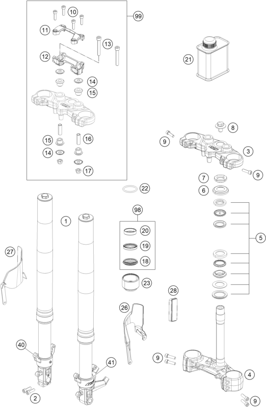 FOURCHE TELESCOPIQUE TE DE FOURCHE POUR 200 DUKE OR WO ABS BD 16 EU