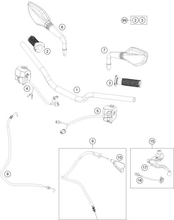 GUIDON ARMATURES POUR 125 DUKE ORANGE ABS 2015 EU