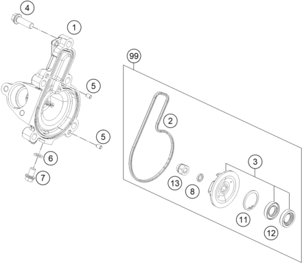 POMPE A EAU POUR 125 DUKE ORANGE ABS 2015 (EU)