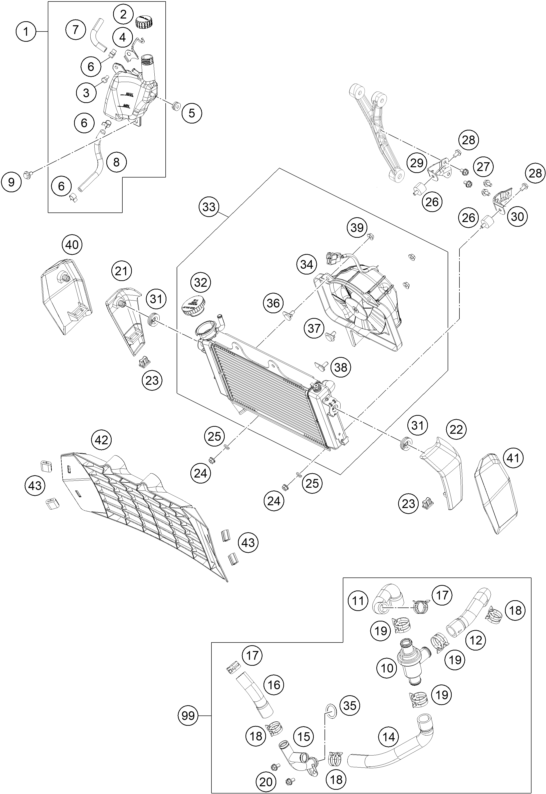 SYSTEME DE REFROIDISSEMENT POUR 200 DUKE OR. W/O ABS B.D. 15 (EU)