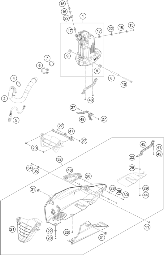 SYSTEME DECHAPPEMENT POUR RC 250 ORANGE BD 17 EU