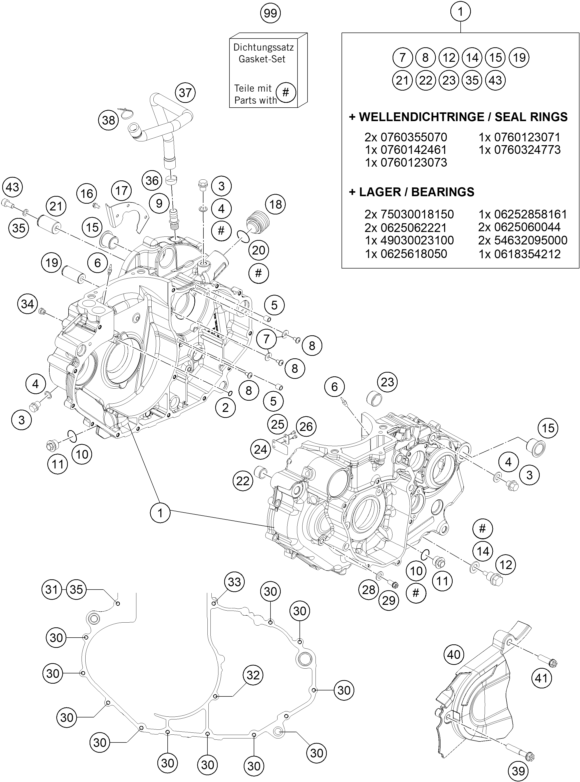 CARTER MOTEUR POUR 690 ENDURO R 2018 EU
