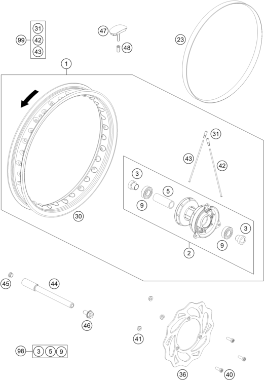 ROUE AVANT POUR 65 SX 2016 EU