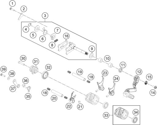 MECANISME DE SELECTION POUR 65 SX 2019 EU