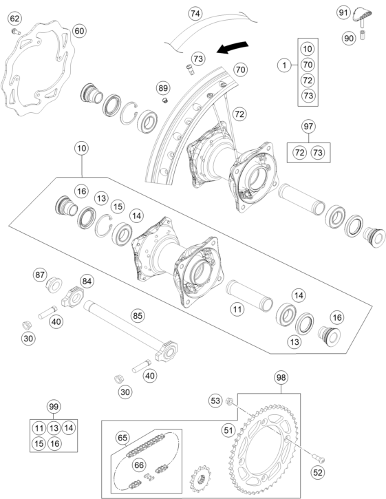 ROUE ARRIERE POUR 85 SX 1714 2016 EU