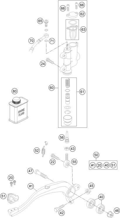 SYSTEME DE FREIN ARRIERE POUR 85 SX 17/14 2016 (EU)