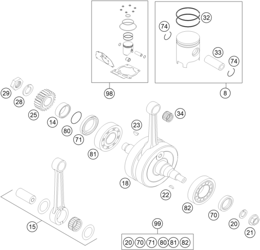 VILEBREQUIN PISTON POUR 125 SX 2014 (EU)