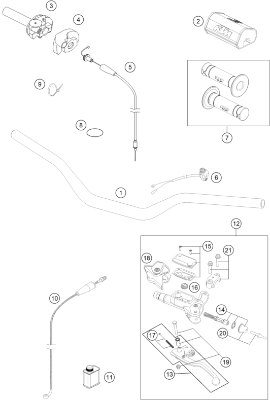 GUIDON ARMATURES POUR 125 SX 2016 (EU)