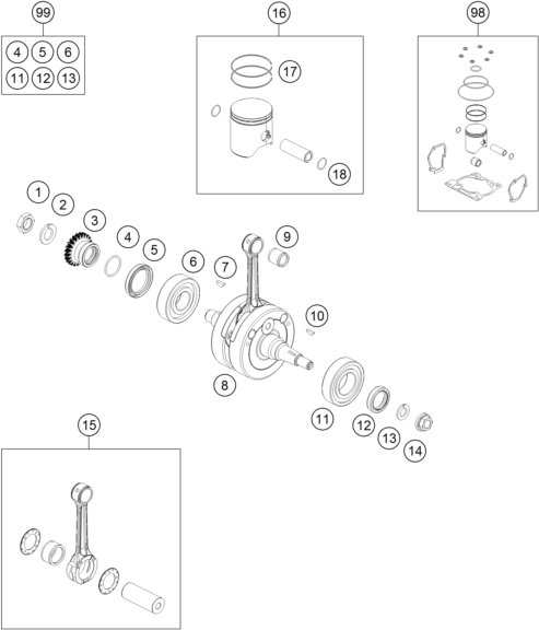 VILEBREQUIN PISTON POUR 125 SX 2016 EU