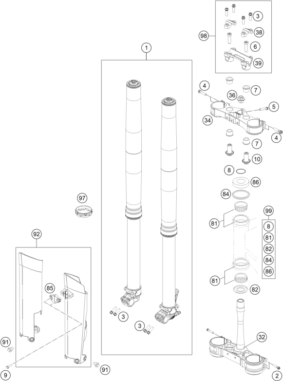 FOURCHE TELESCOPIQUE TE DE FOURCHE POUR 250 XC 2016 (EU/US)