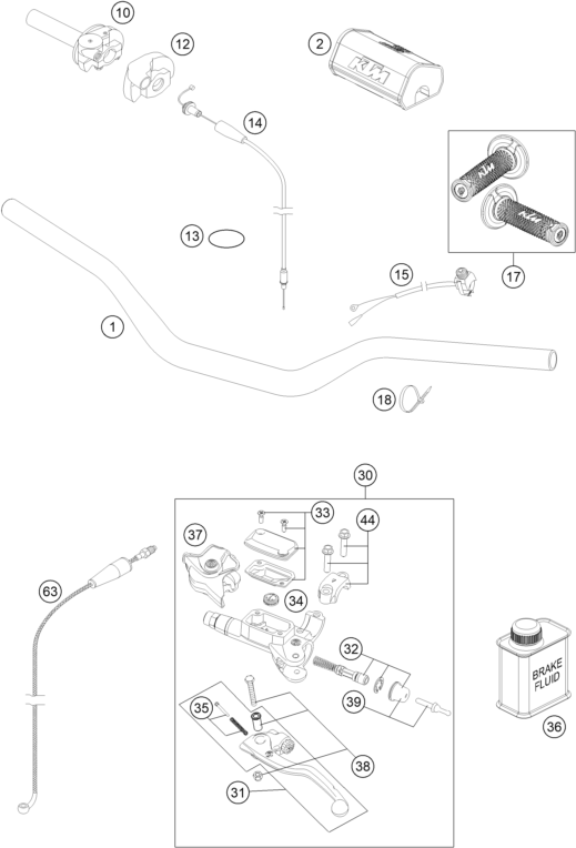 GUIDON ARMATURES POUR 250 SX 2016 EU